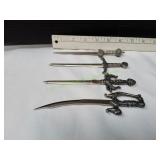 (4) Miniature Replica Metal Weapons
