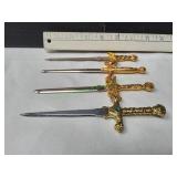 (4) Miniature Replica Metal Weapons