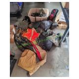 Tote of Hunting Clothes, Rifle Cases & More