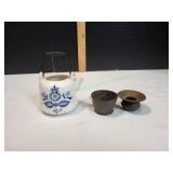 Vtg Blue & White Teapot & More