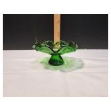 Vtg Green Ruffled Compote