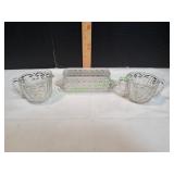 Vtg Glass Butter Dish w/ Creamer & Sugar Bowl