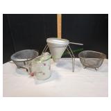 Vtg Cone Colander, Sifter & More
