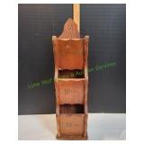 Vtg MCM 3-Tier Wood Wall Mounted Organizer