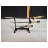Miniature Replica Katana Sword Set w/ Stand