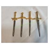 (4) Miniature Replica Metal Weapons