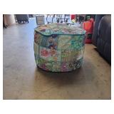 Floral Quilted Round Ottoman
