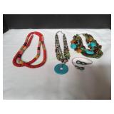 (3) Beaded Necklaces w/ (1) Bracelet