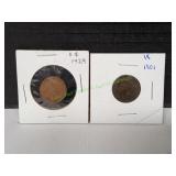 1929 Wheat Penny & 1901 Indian Head Penny