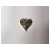 Vtg Silver-Tone Heart Pendant