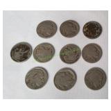 (10) Buffalo Nickels