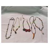 (5) Glass/Stone Beaded Necklaces