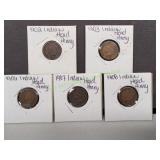 (5) Indian Head Pennies