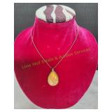 Gold Plated Amber Pendant