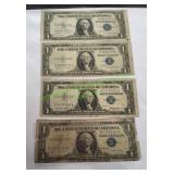 (4) $1 Silver Certificate Bank Notes