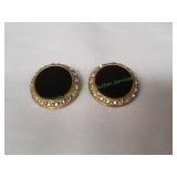 Black Rhinestone Clip-On Earrings