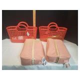 (2) Pink Wine Bottle Cooler Picnic Bags & More
