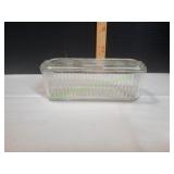 Vtg Federal Glass Ribbed Refrigerator Dish w/ Lid