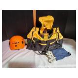 Safety Harness Straps, Hard Hat&More in Duffle Bag