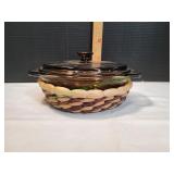 Anchor Hocking Casserole Dish in Wicker Holder
