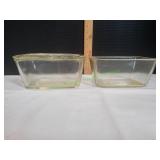 (2) Vtg Glasbake Refrigerator Dishes w/ (1) Lid