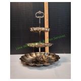 Vtg 3-Tier Silver Plate Serving Platter