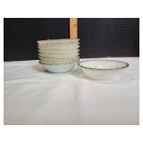 (9)Anchor Hocking Milk Glass Gold Trim Bowls