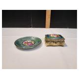 CA Jewelry / Trinket Box w/ Porcelain Plate
