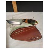 Handmade Custom Skinner Knife w/Leather Sheath