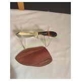 Handmade Custom Bull Cutter Knife w/Leather Sheath