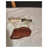 Handmade Custom Bull Cutter Knife w/Leather Sheath