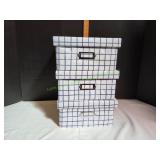 (3) Blue & White Stackable Fabric Storage Boxes