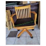 Wood Armed Rolling Office Chair
