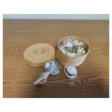 Small Wicker Basket w/ Seashells