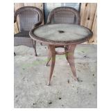 (2) Brown Wicker Rattan Outdoor Chairs w/ Table