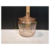 Vtg Pink Depression Mayfair Open Rose Biscuit Jar