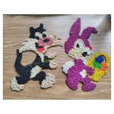 (2) Melted Plastic Popcorn Wall Art Decorations