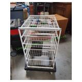 White 4-Drawer Wire Basket Storage Unit on Casters