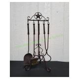 Rustic Star Wrought Iron Fireplace Tool Set