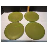 (4) Vtg Avocado Green Lazy Susans