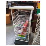 White 4-Drawer Wire Basket Storage Unit on Casters