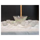 Anchor Hocking Arlington Glass Punch Bowl w/ Cups