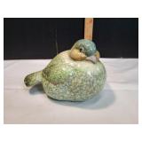 Green Speckled Ceramic Bird Figurine