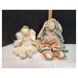 (2) Handcrafted Country-Style Floppy Ear Bunnies