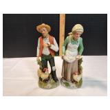 Vtg Homco Porcelain Farmer & Wife Figurines