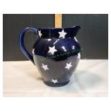 Blue w/ White Stars Pottery Pitcher