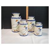 Vtg Stoneware Geese Canister Set
