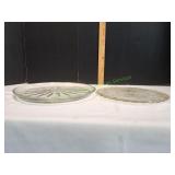 (2) Vtg Glass Serving Platters