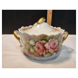 Vtg Hand-Painted Covered Bowl w/ Lid