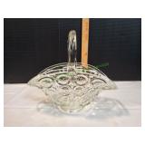Vtg Thousand Eye Clear Depression Glass Basket